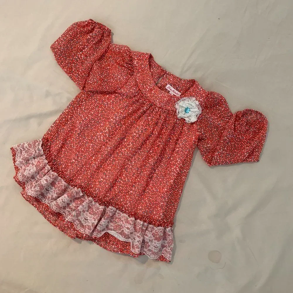 Tunic Top w 3/4 Sleeve Flower with Jewel Detail - - Picture 5 of 8